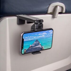 Perilogics Universal Airplane Phone Holder Mount, Plane Travel Essentials | In-Flight Phone Stand for Travel, Hands-Free Cell Phone Holder with Dual 360°Rotation, Travel Accessory for Flights, Black